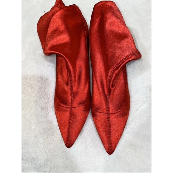 ASOS Elva Red Sock Pointed Toe Slip On Booties - Picture 4 of 7